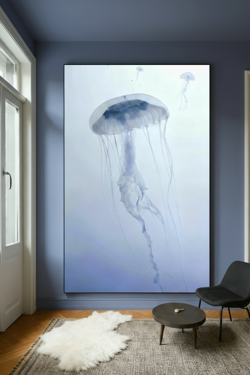 AirBnB Wohnzimmer XXL Wandbild Qualle