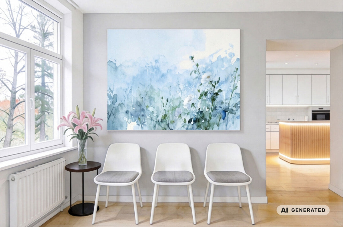 Neuanfang in Blau - Wandbild Blume – AI GENERATED / KI-GENERIERT