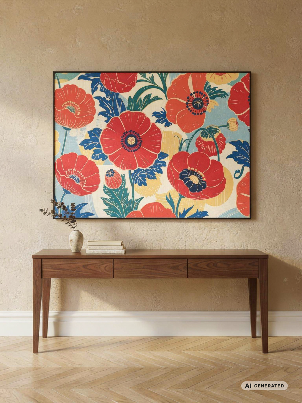 Japanese Garden – Wandbild Japanische Blumen – AI GENERATED / KI-GENERIERT