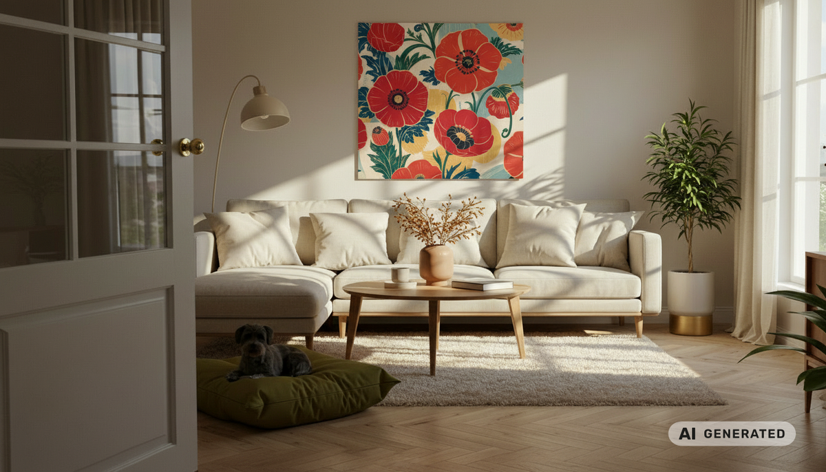 Japanese Garden – Wandbild Japanische Blumen – AI GENERATED / KI-GENERIERT