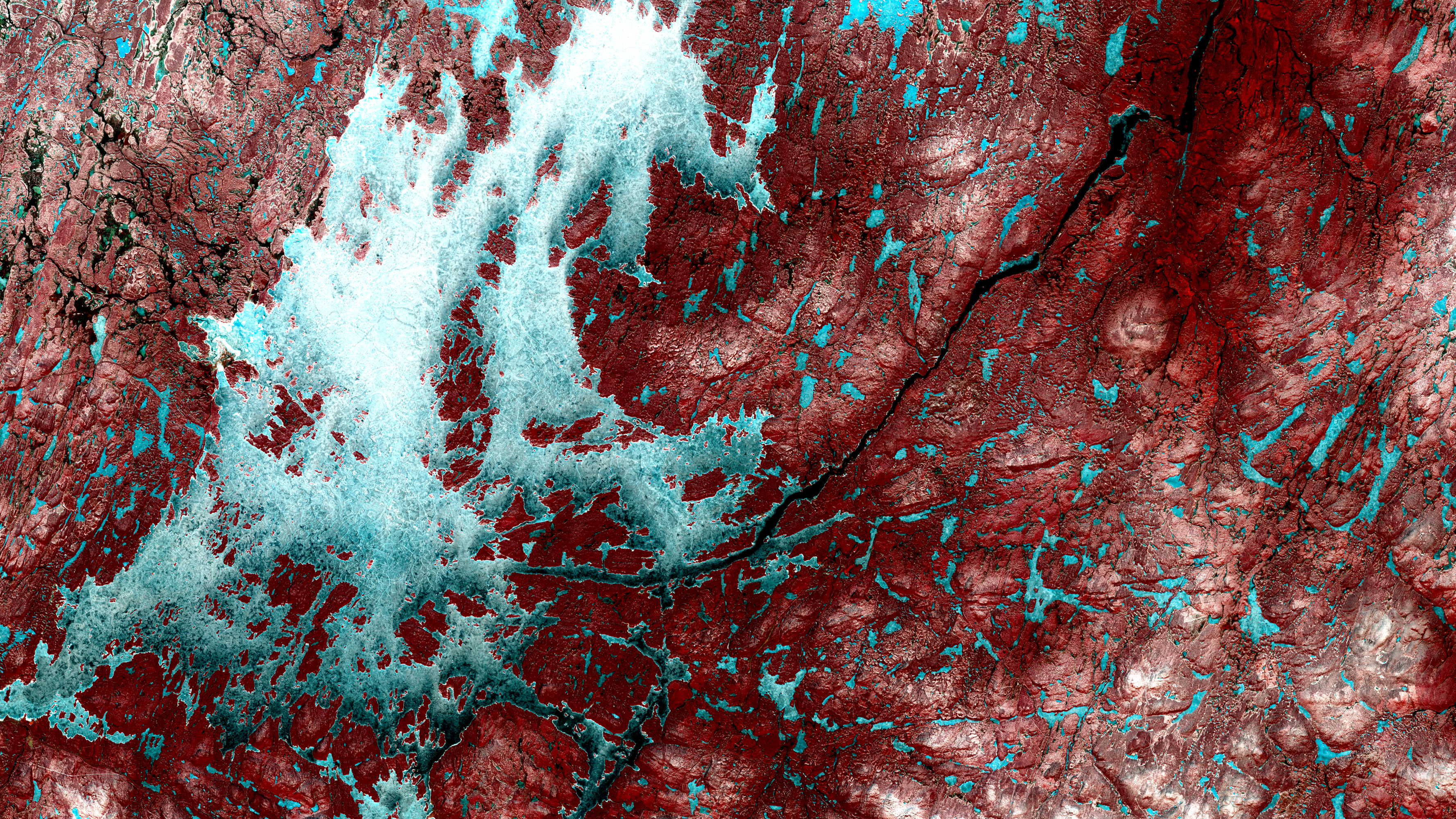 Art from Space - Inarisee von oben – Satellitenbild Wandbild