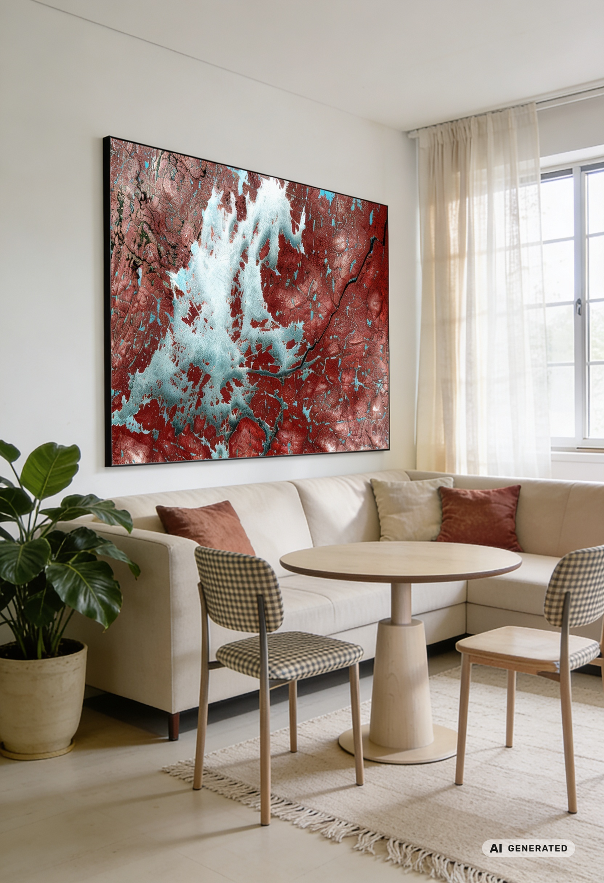 Art from Space - Inarisee von oben – Satellitenbild Wandbild – AI GENERATED / KI-GENERIERT