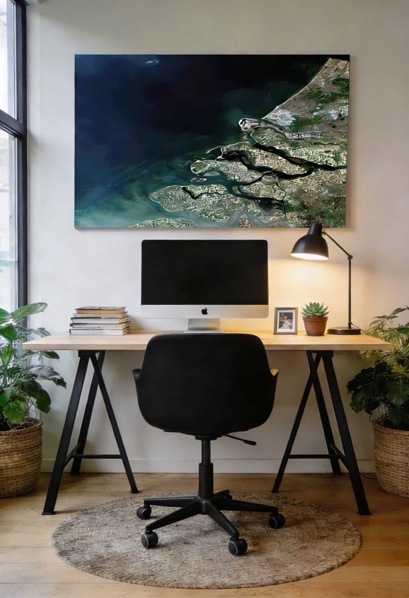 Homeoffice Wandbild Welt von oben