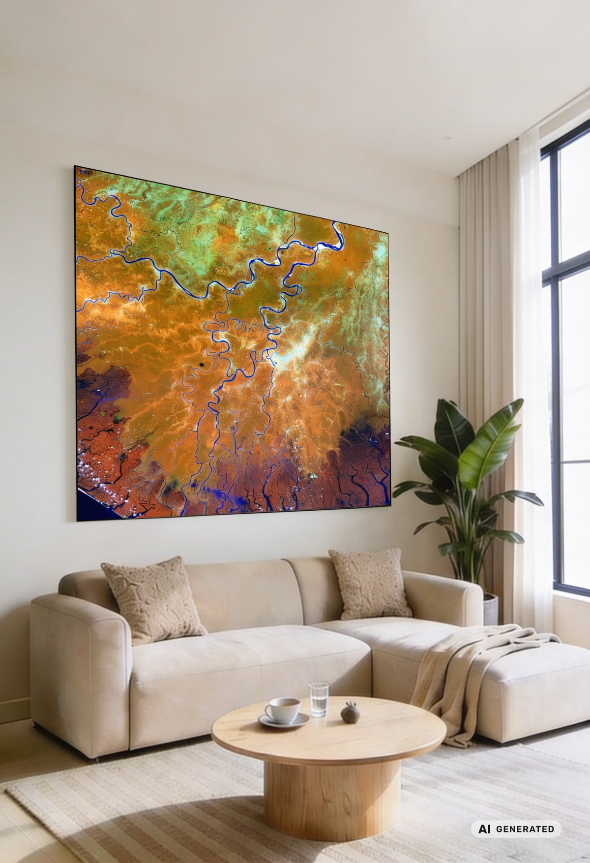 Art from Space - Nigerdelta von oben – Satellitenbild Wandbild – AI GENERATED / KI-GENERIERT