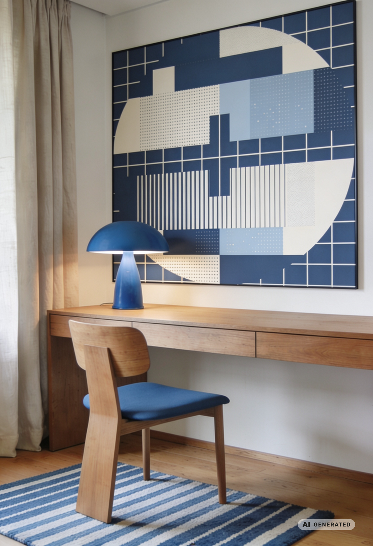 Retro Frequency – Geometrisches Wandbild im Retro-Design – AI GENERATED / KI-GENERIERT
