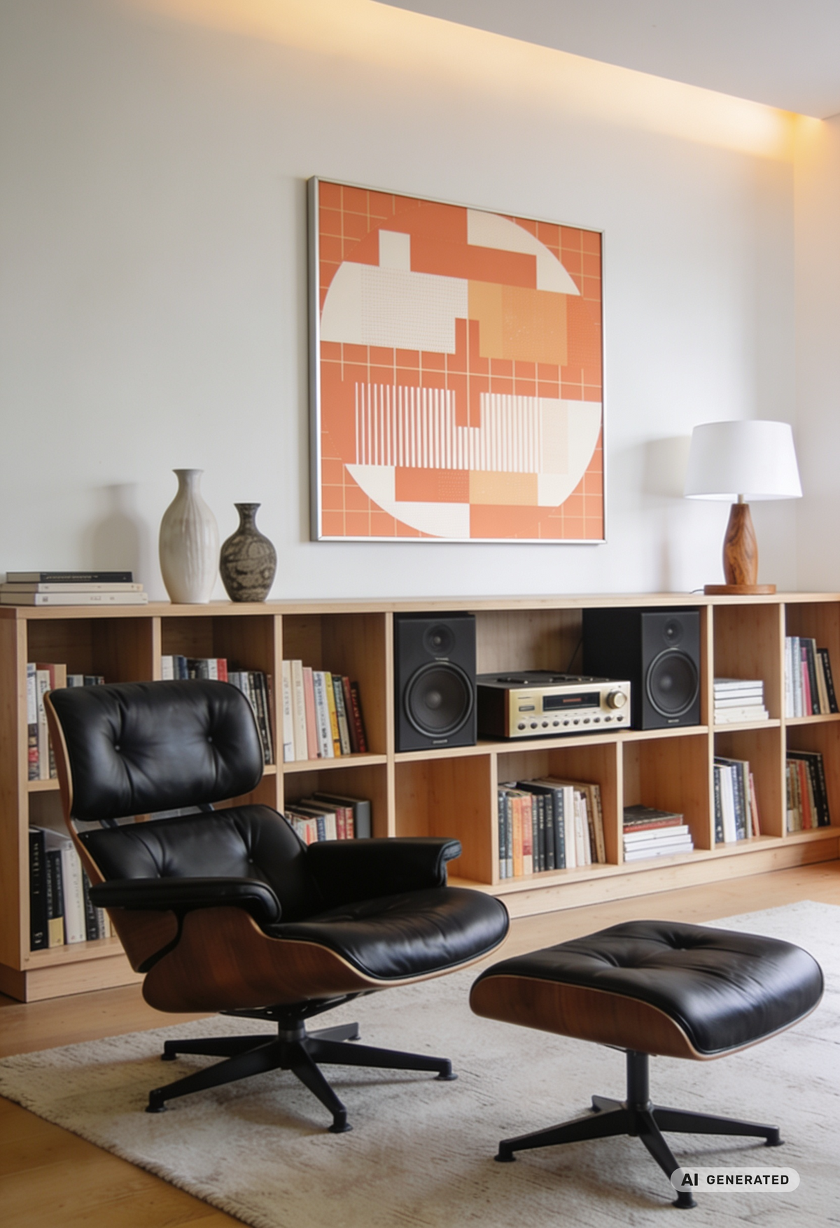 Retro Frequency – Geometrisches Wandbild im Retro-Design – AI GENERATED / KI-GENERIERT