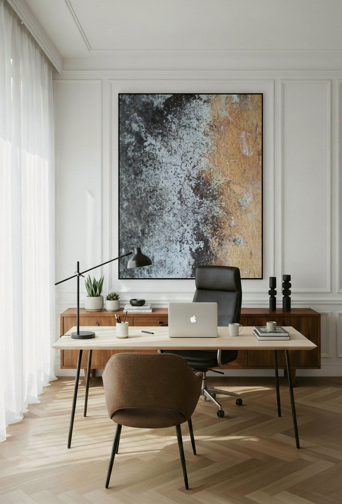 Stille Erosion – Abstraktes Struktur-Wandbild in Grau und Steinoptik