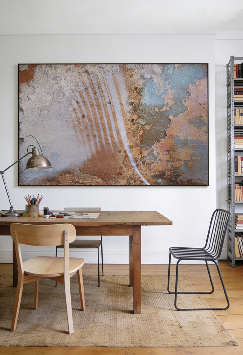 Rusty Galaxy – Abstraktes Patina-Wandbild in Rost- und Erdtönen