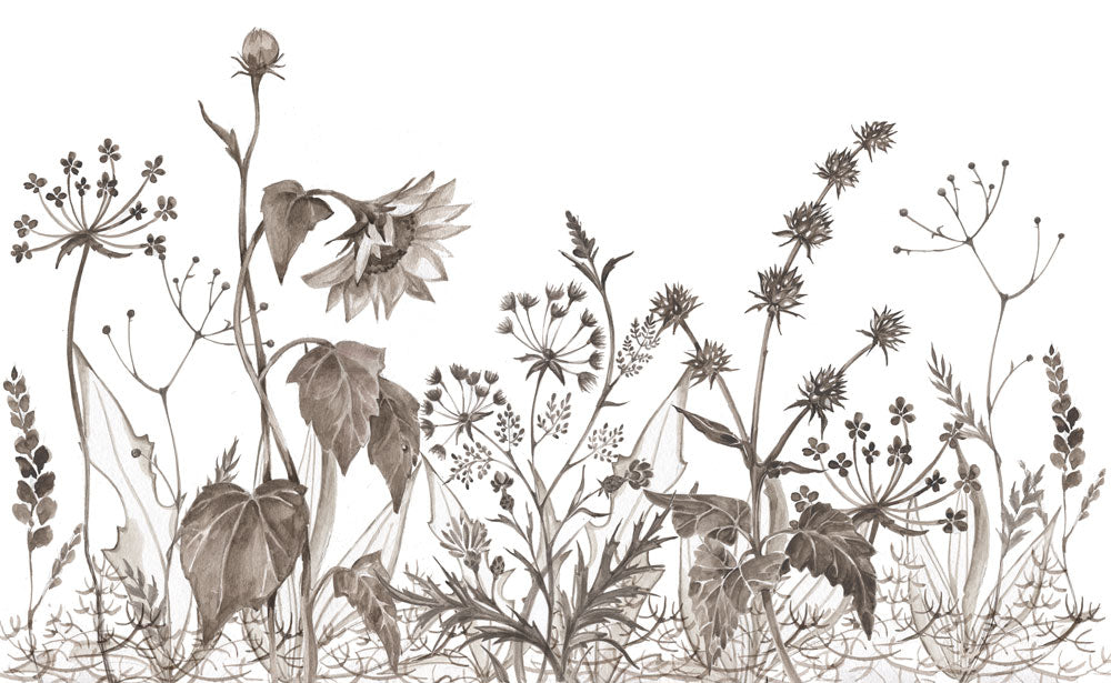 Wandbild Blumen sepia