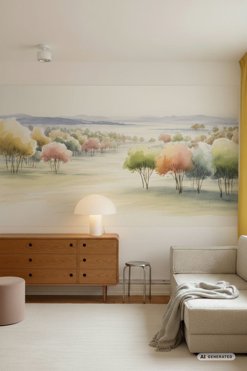 Familytrees in Aquarell - Landschaftsbild – AI GENERATED / KI-GENERIERT
