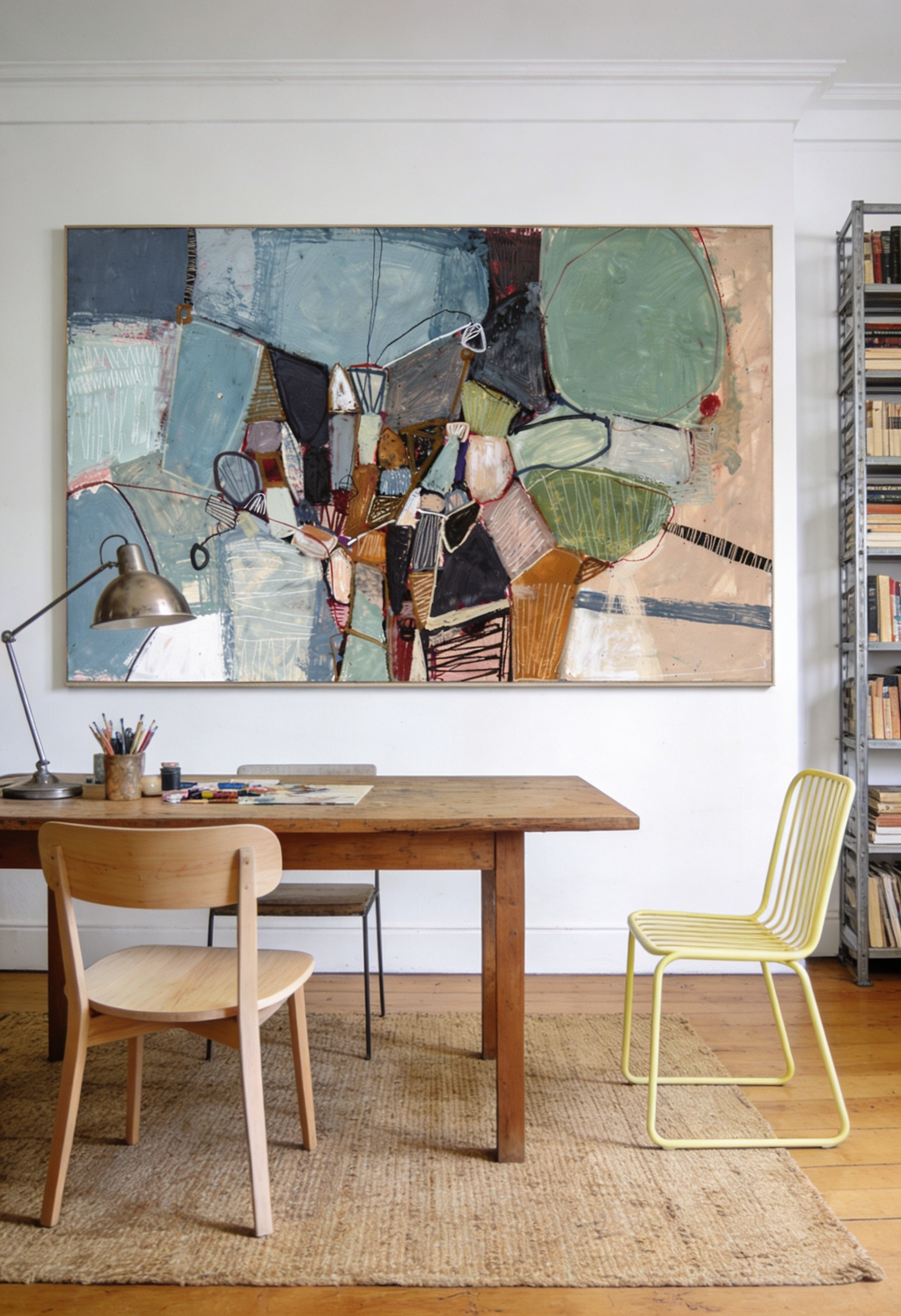 Abstraktes Wandbild Blau und Grün fürs Homeoffice