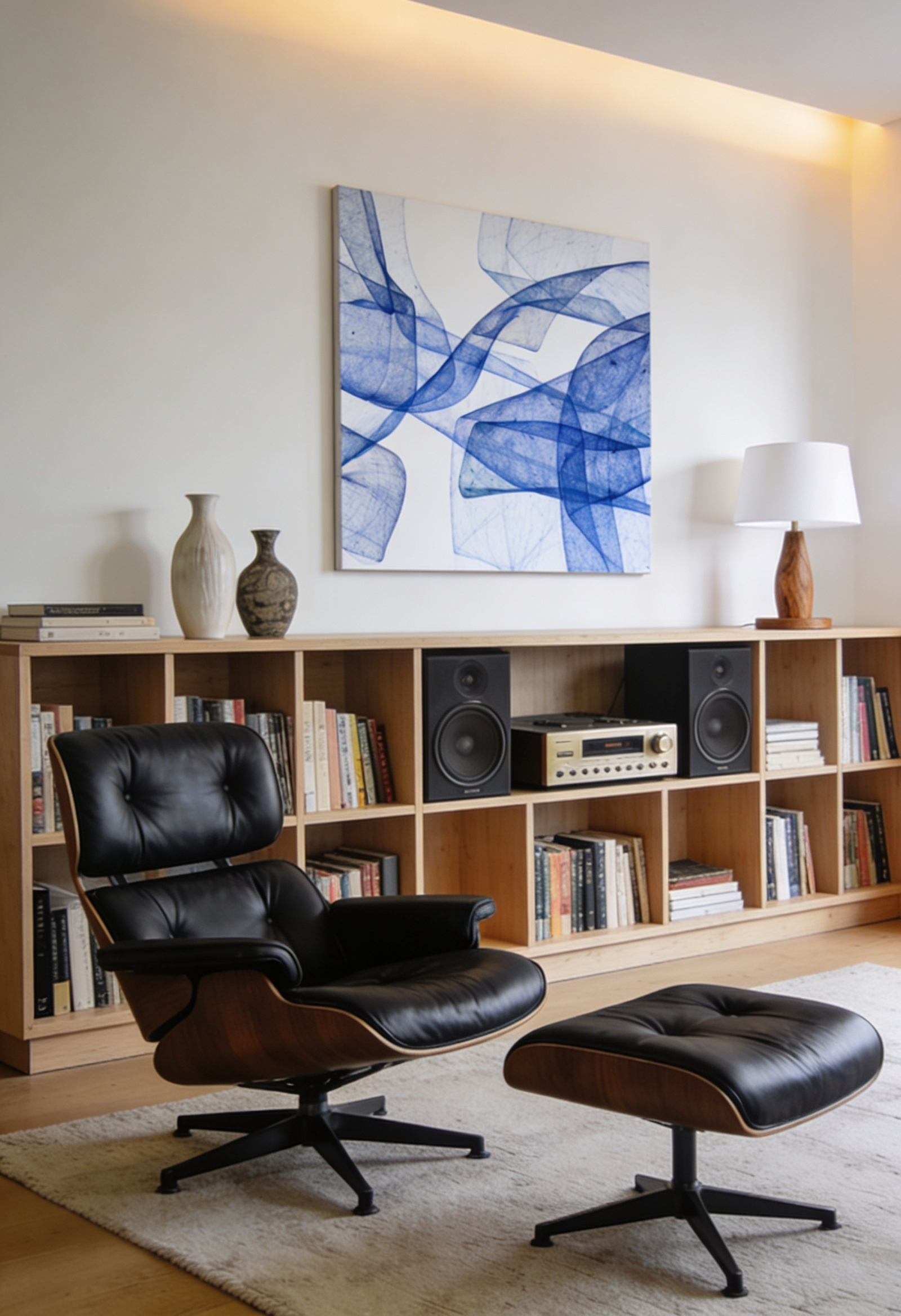 Abstraktes Wandbild in Blau