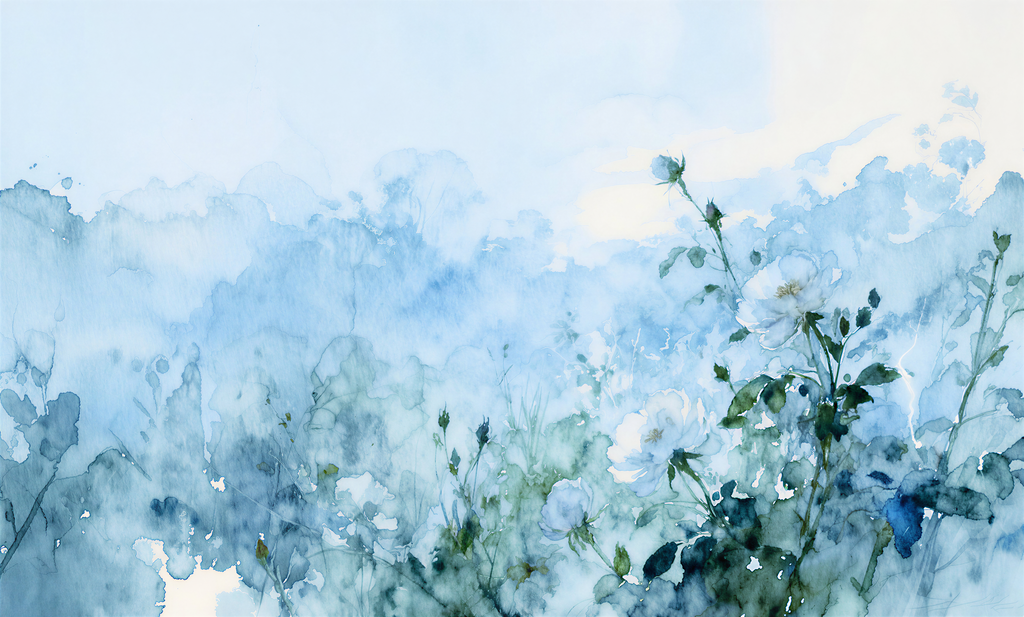 Neuanfang in Blau - Wandbild Blume