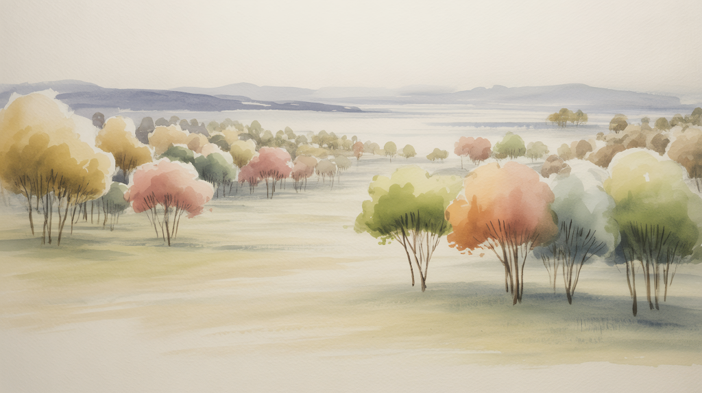 Familytrees in Aquarell - Landschaftsbild