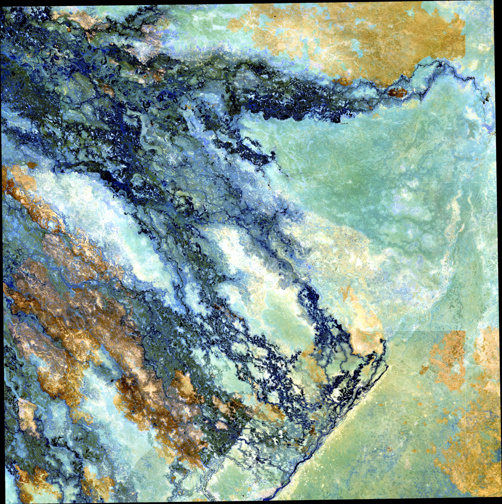 Art from Space - Okavango-Delta von oben – Satellitenbild als Wandbild
