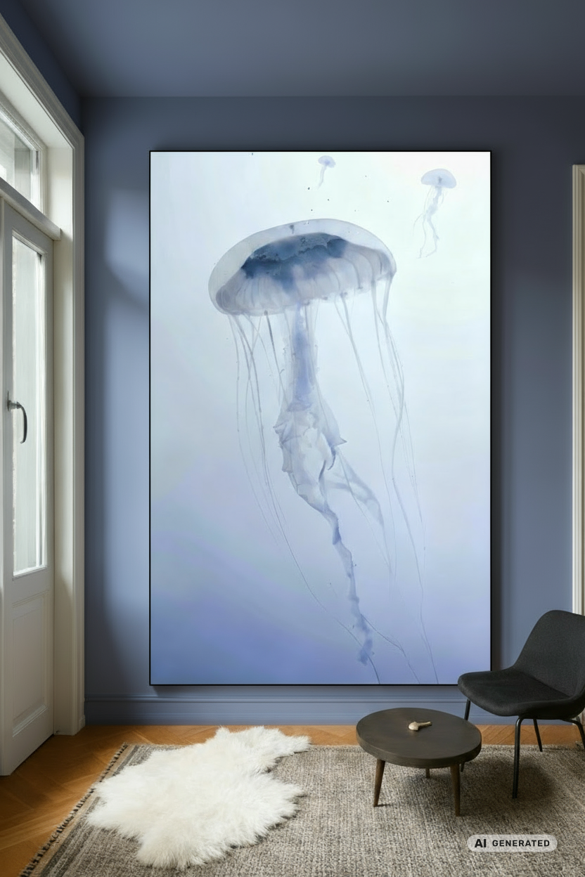 Silent Jelly - Wandbild Qualle – AI GENERATED / KI-GENERIERT