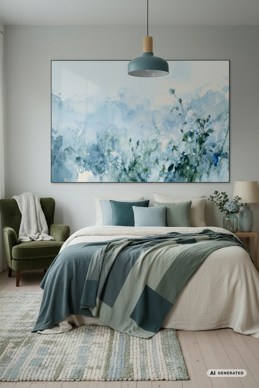 Neuanfang in Blau - Wandbild Blume – AI GENERATED / KI-GENERIERT