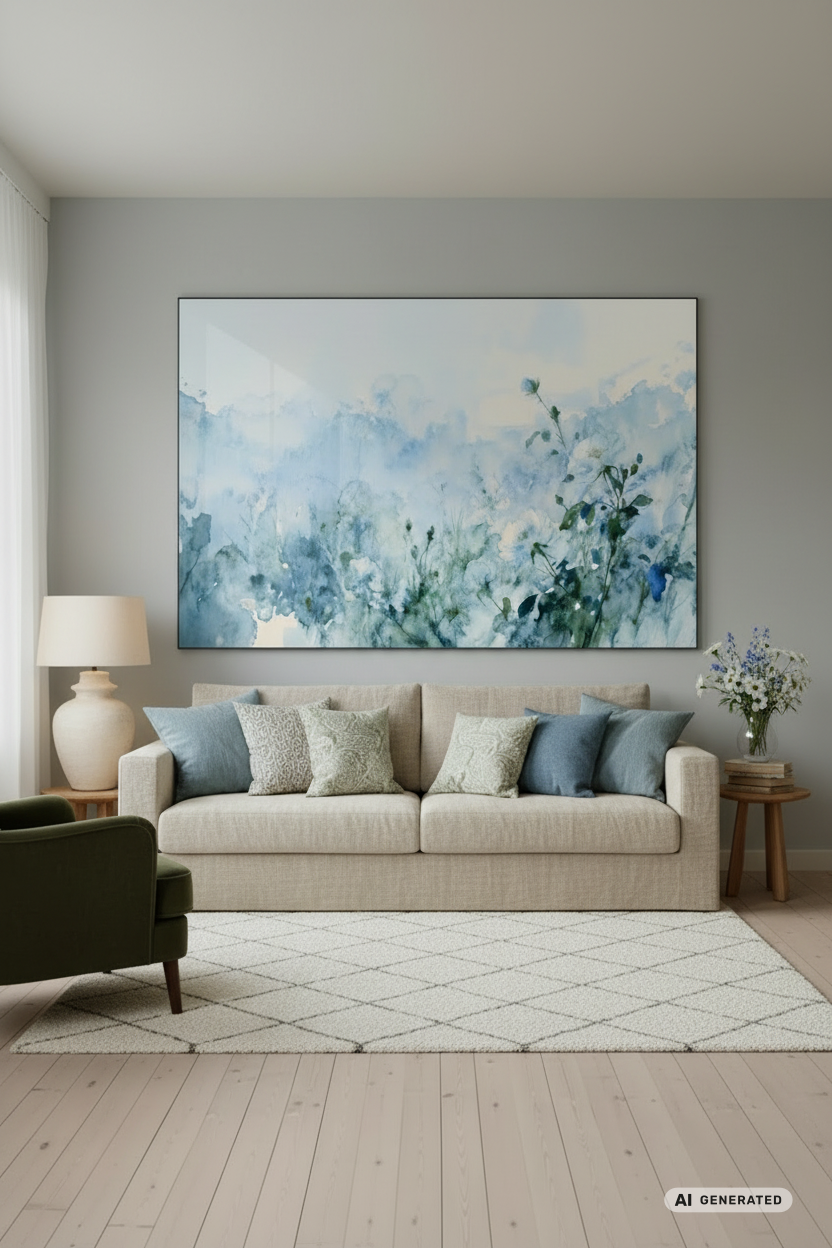 Neuanfang in Blau - Wandbild Blume – AI GENERATED / KI-GENERIERT