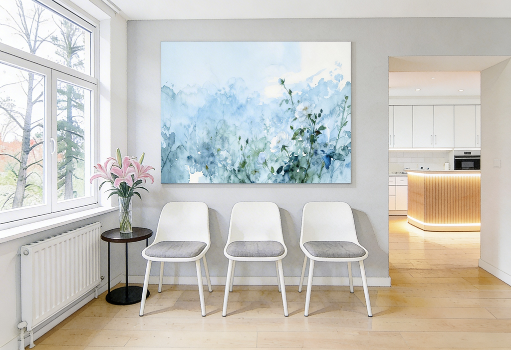 Neuanfang in Blau - Wandbild Blume