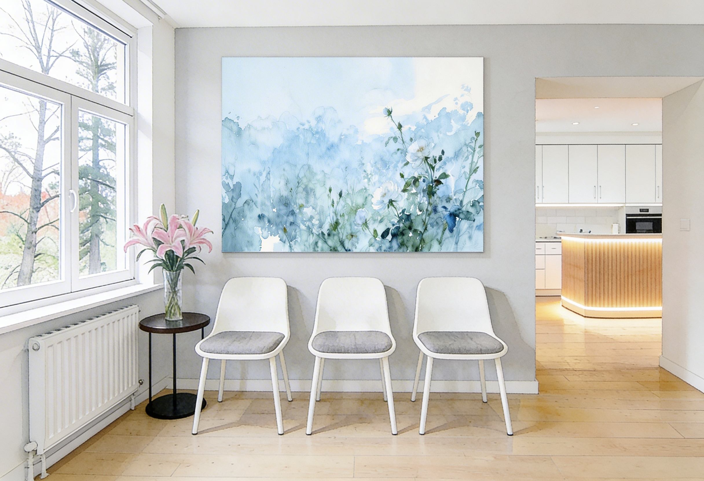 Neuanfang in Blau - Wandbild Blume