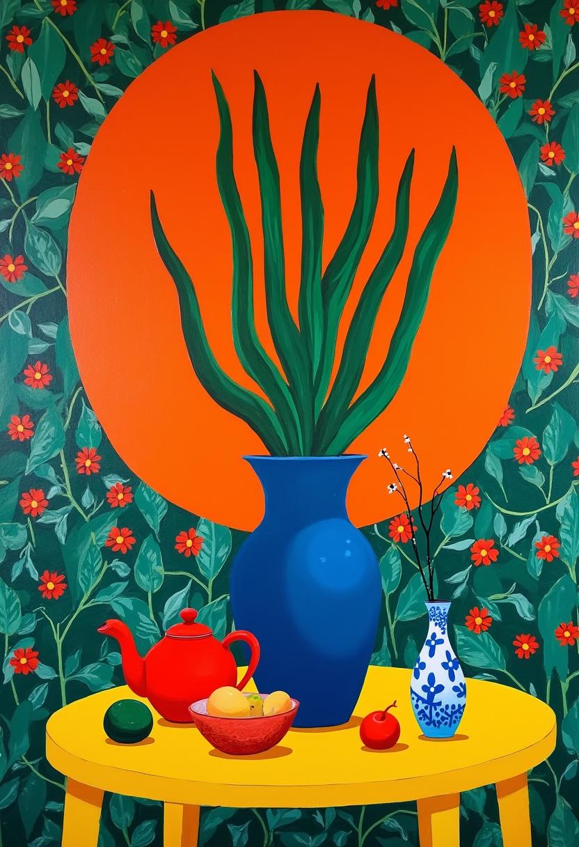 Tea with Kaloh – Stillleben Wandbild mit Vase & Teekanne