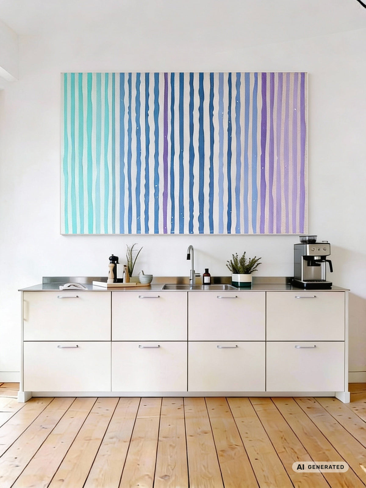 Verläufe des Lebens – Abstraktes Wandbild in Aquarell – AI GENERATED / KI-GENERIERT