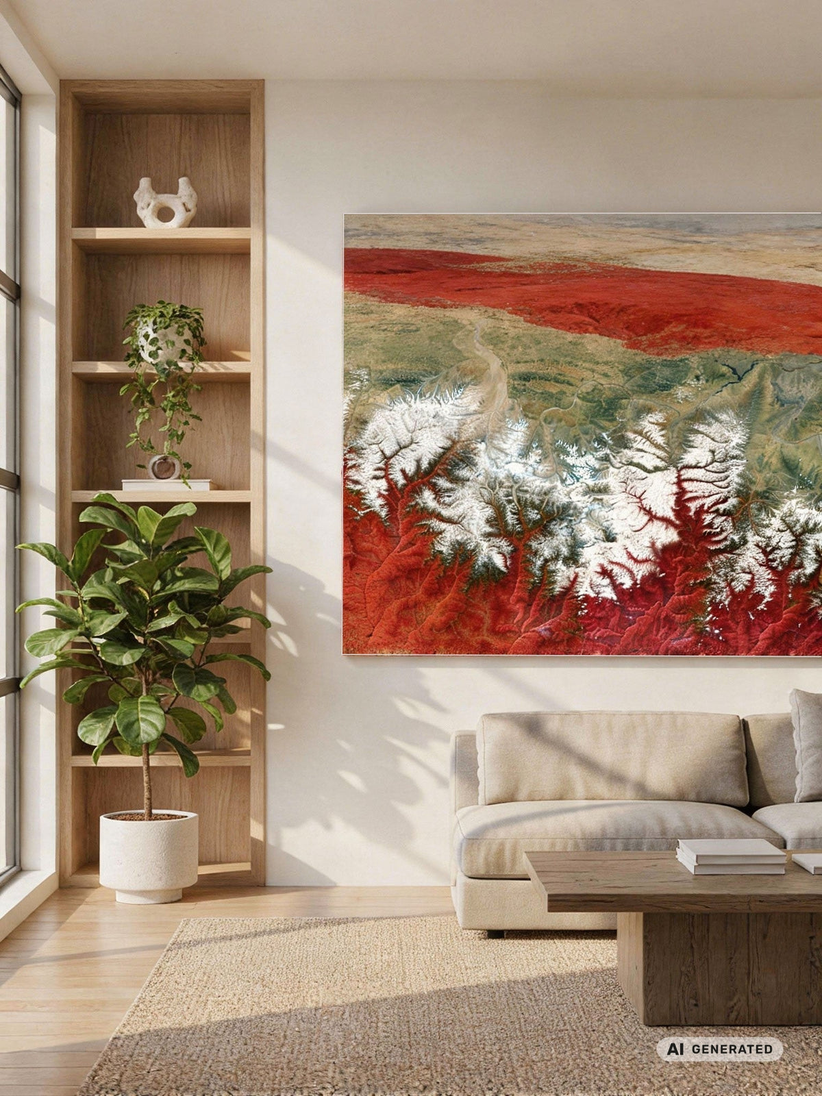 Art from Space - Mount Everest – Satellitenbild als Wandbild – AI GENERATED / KI-GENERIERT
