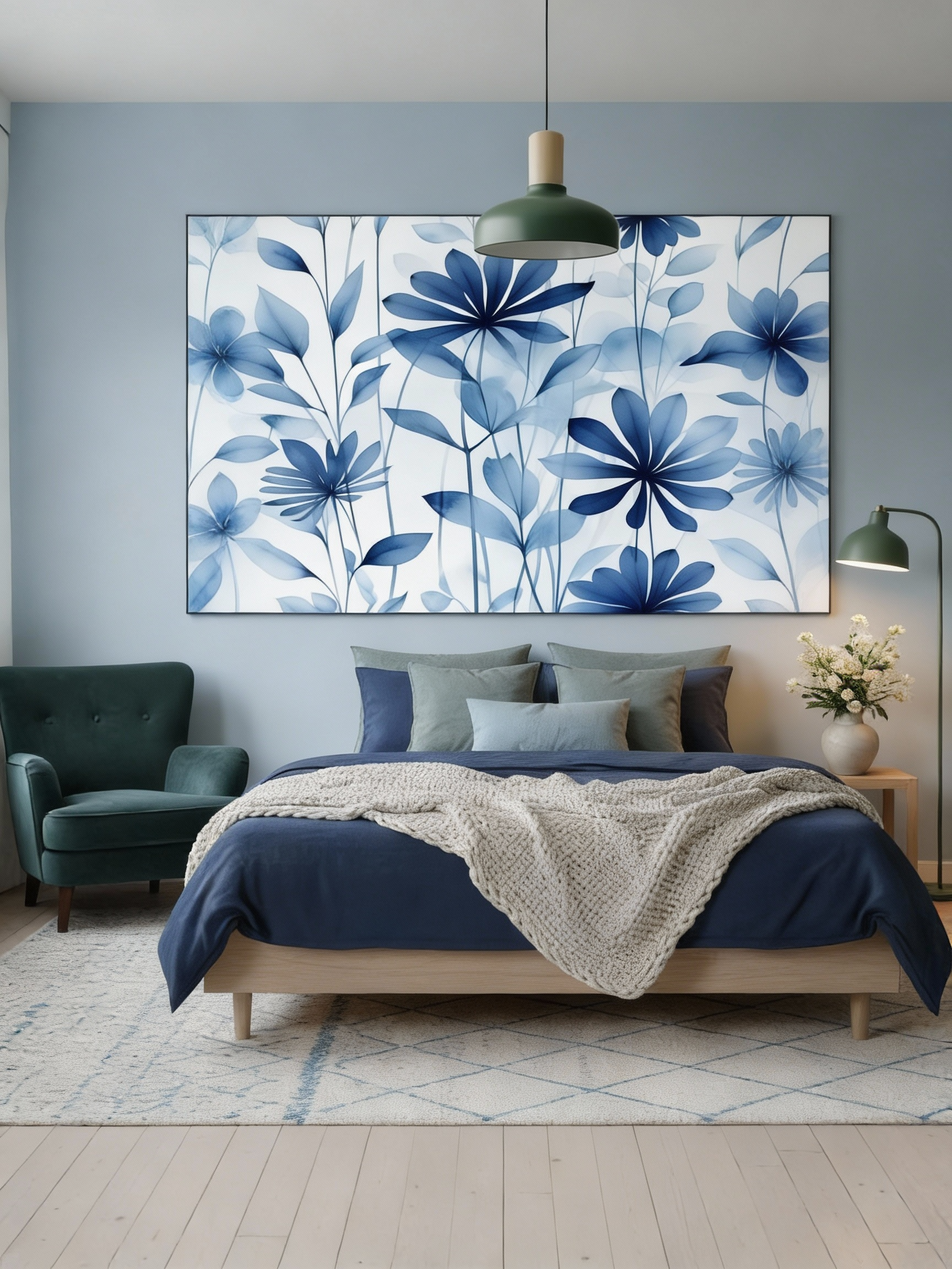 New Tomorrow – Wandbild Blumen Blau