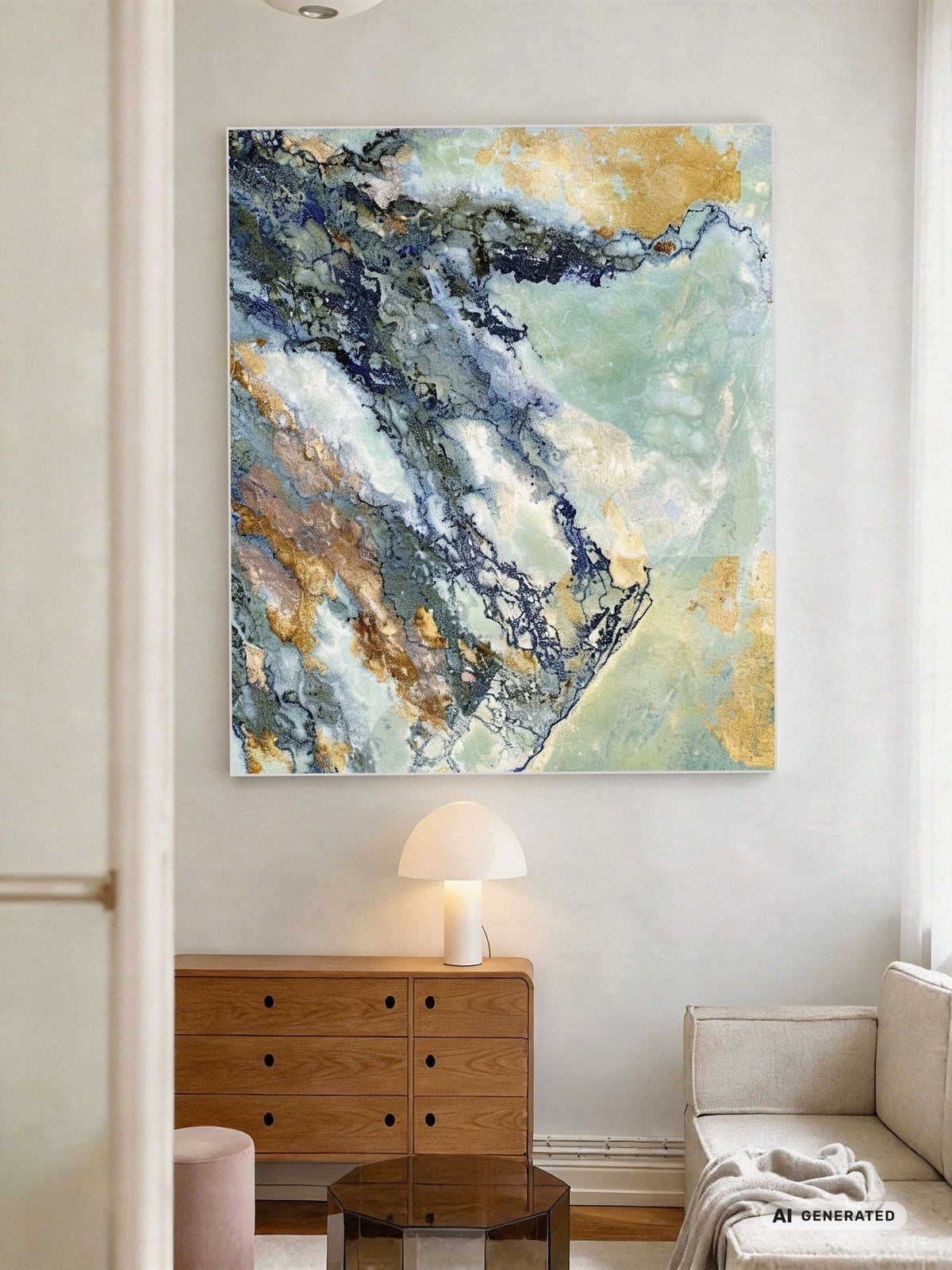 Art from Space - Okavango-Delta von oben – Satellitenbild als Wandbild – AI GENERATED / KI-GENERIERT