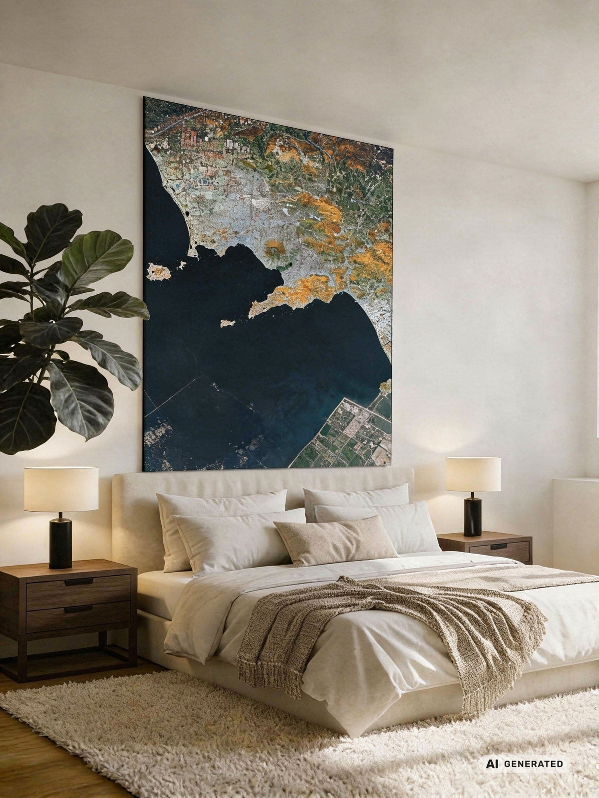 Art from Space - Neapel von oben – Satellitenbild Wandbild – AI GENERATED / KI-GENERIERT