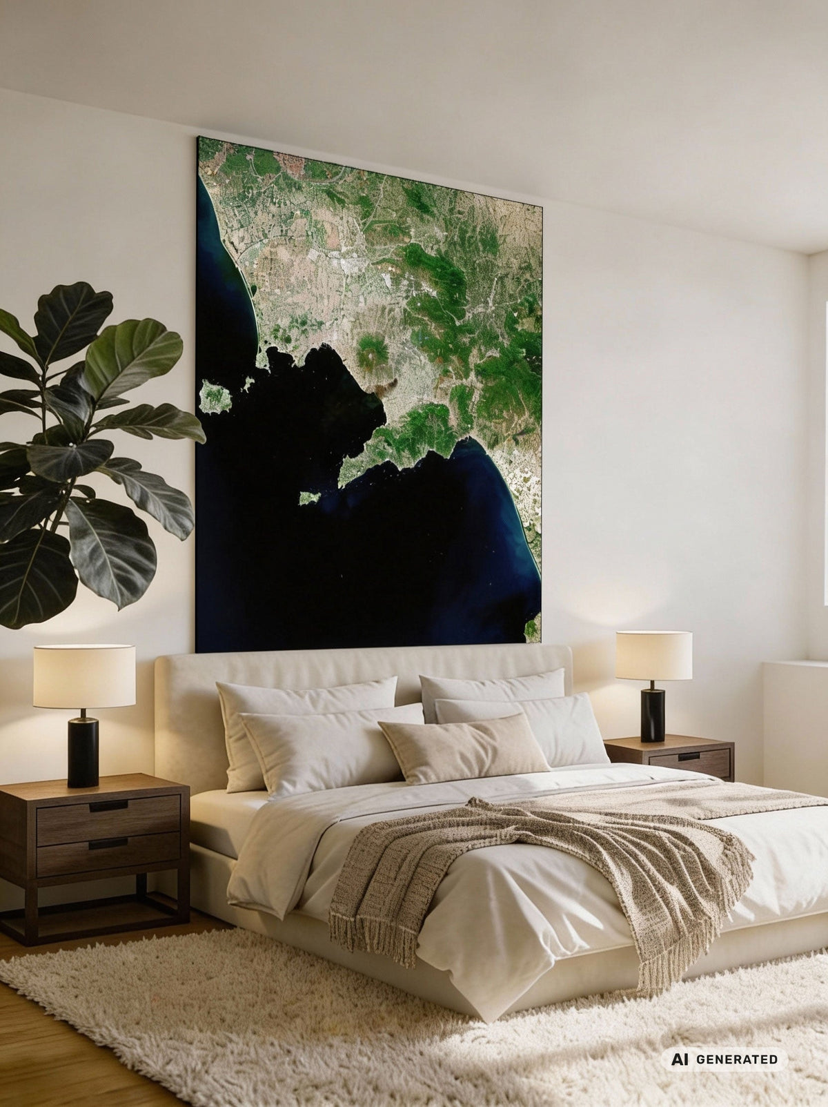 Art from Space - Neapel von oben – Satellitenbild Wandbild – AI GENERATED / KI-GENERIERT